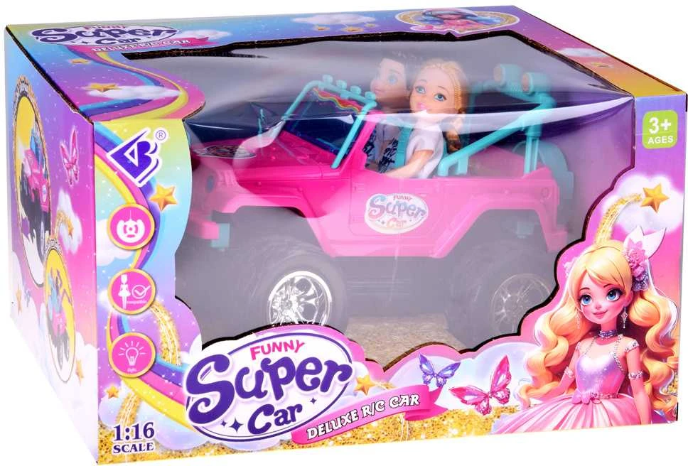 Jokomisiada Remote-controlled Rožinis CAR for dolls + boy and girl RC0734