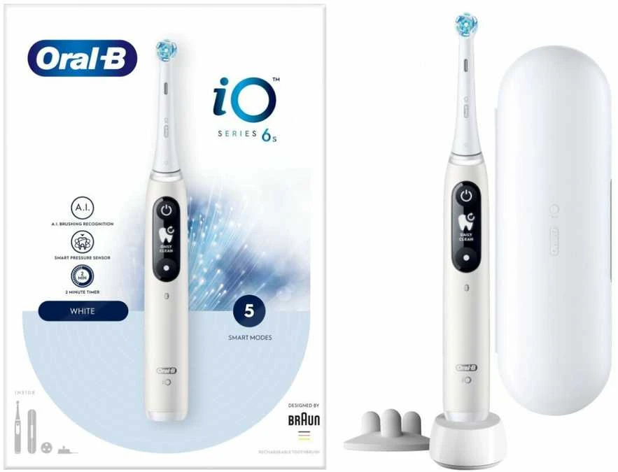 Elektrinis dantų šepetėlis Oral-B iO6 Series, baltas, 4210201438069