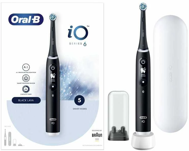 Braun iOM6.1B6.3DK Oral-B iO6 Elektrinis Dantų Šepetėlis Juodas Onyx