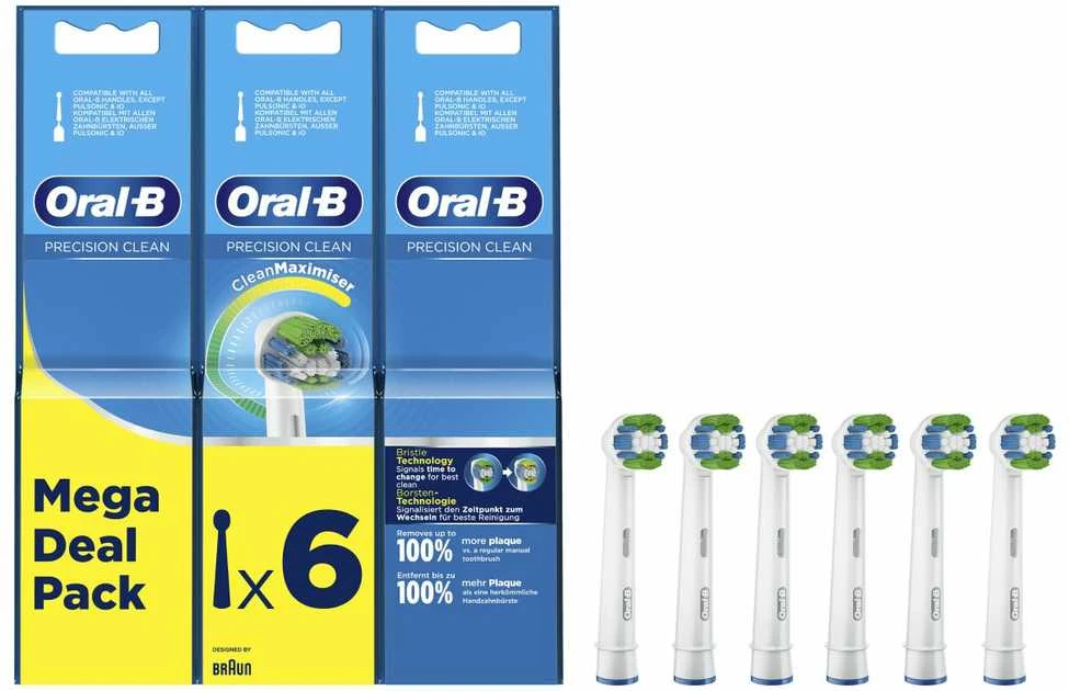 Oral-B | Precision Clean Replaceable Dantų šepetėlis Heads | Heads | Suaugusiems | Šepetėlių skaičius galvutės įeina 6 | Baltas