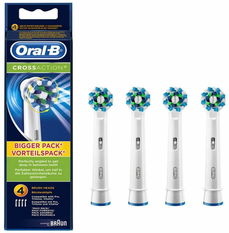 Oral-B CrossAction dantų šepetėlio galvutės, 4 vienetai