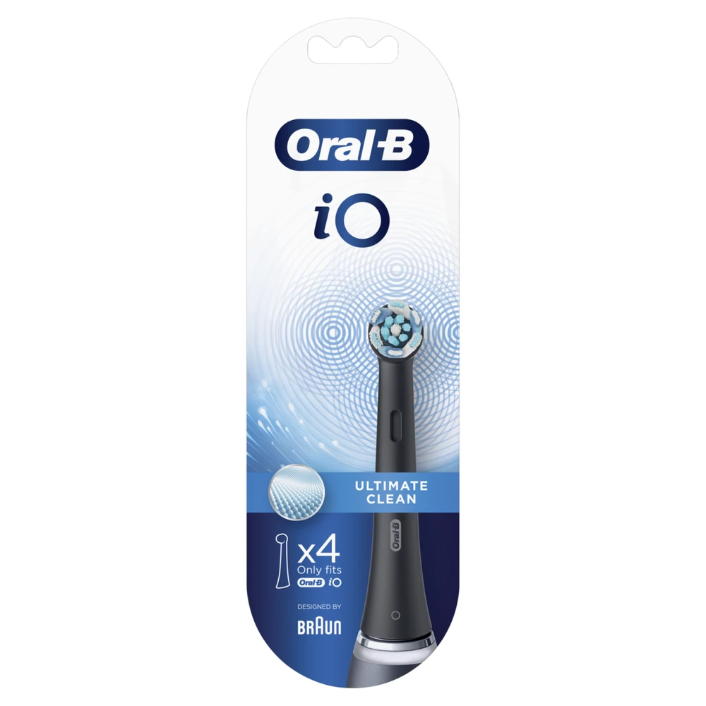 BRAUN iO RB CB-4 Ultimate Clean Juodas 4ct antgaliai dantų šepetėliui