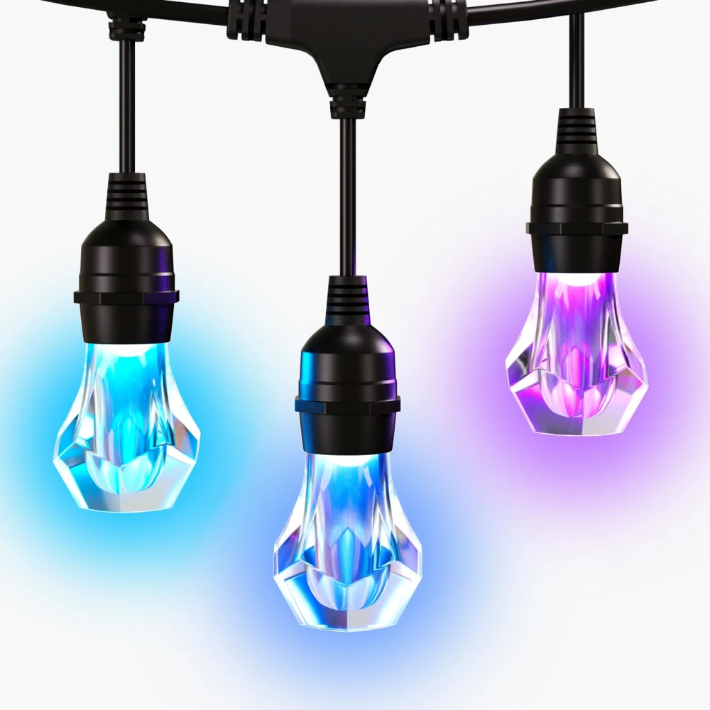 „Nanoleaf Essentials Matter“ išmaniosios daugiaspalvės lauko girliandos, prailginamos 15 m | 16 M+