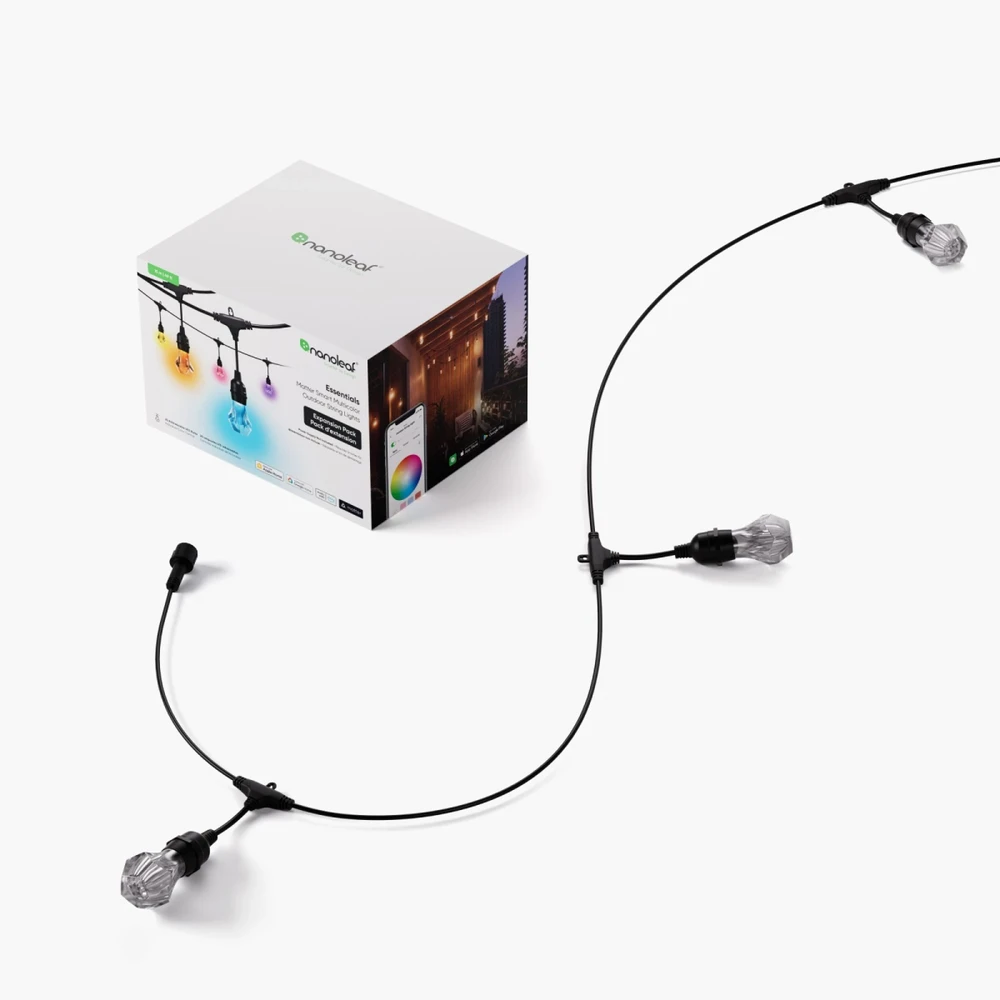 „Nanoleaf Essentials Matter“ išmaniosios daugiaspalvės lauko girliandos, prailginamos 15 m | 16 M+