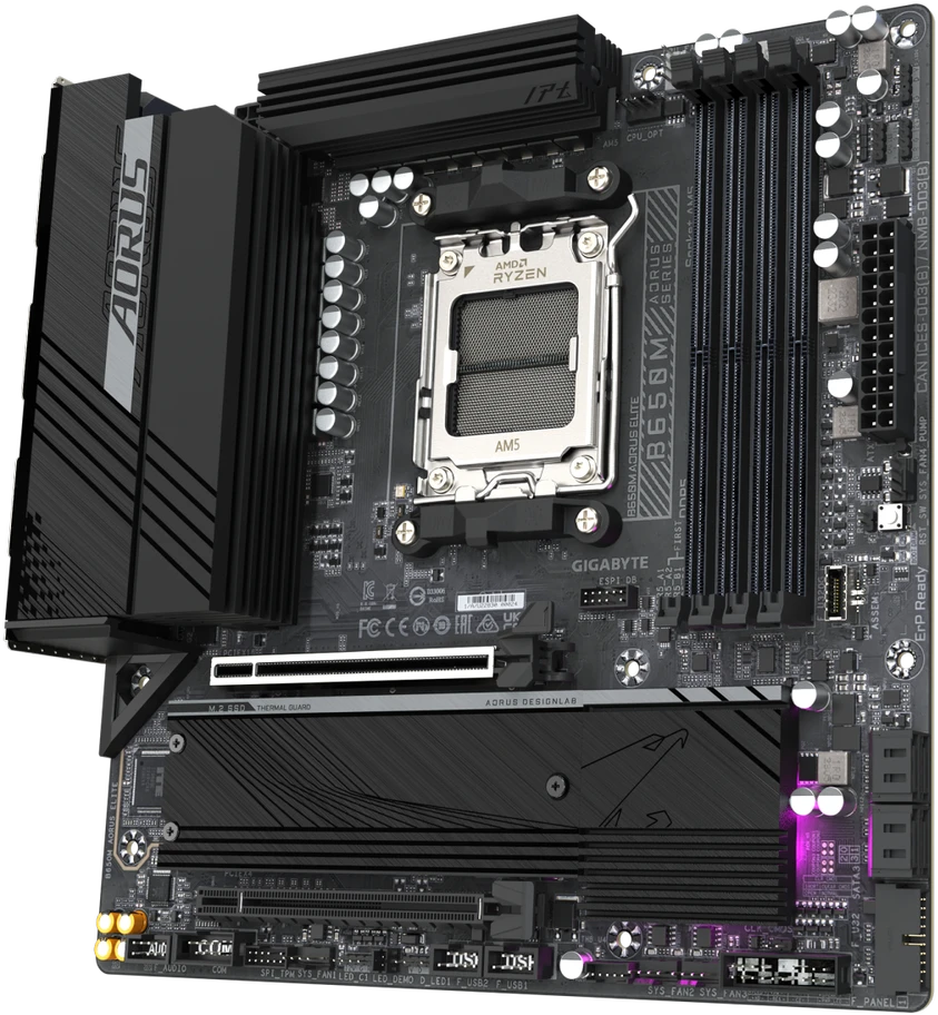 Pagrindinė plokštė GIGABYTE B650M AORUS ELITE AX  / AM5 / MicroATX / DDR5 x4 / PCI-Express 4.0 16x / 2x M.2