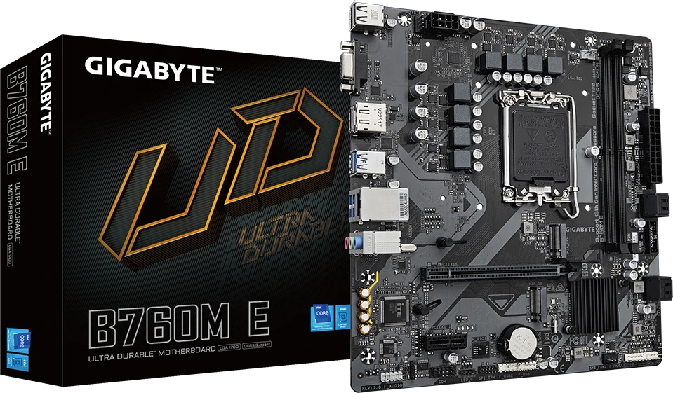 Pagrindinė plokštė GIGABYTE B760M E LGA1700 2xDDR5 2xM.2 4xSATA