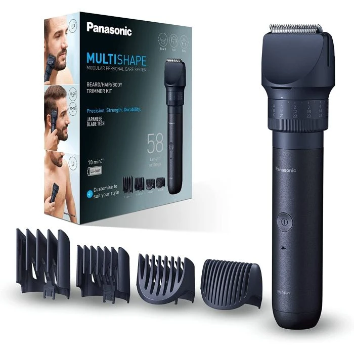„Panasonic“ barzdos ir plaukų kirpimo mašinėlė | „MultiShape ER-CKN1-PAC1“ | Belaidė | Drėgno ir sauso skutimo | Ilgio pakopų skaičius: 39 | Juodas