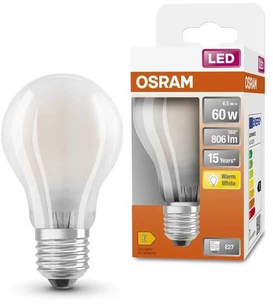 Osram Parathom Classic Filament | E27 | 6,5 W | Šiltas Baltas