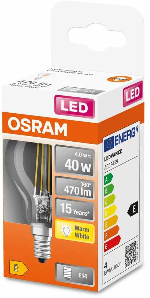 Osram Parathom Classic P Filament | E14 | 4 W | Šiltas Baltas