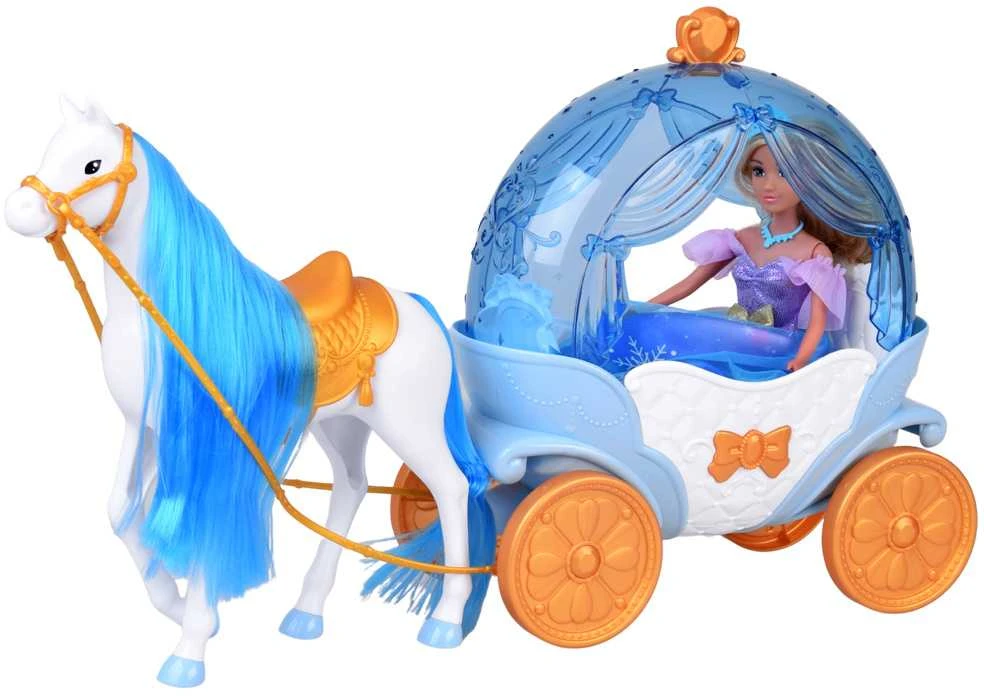 Jokomisiada Fairytale princess doll in a ball gown + royal carriage horse ZA5705
