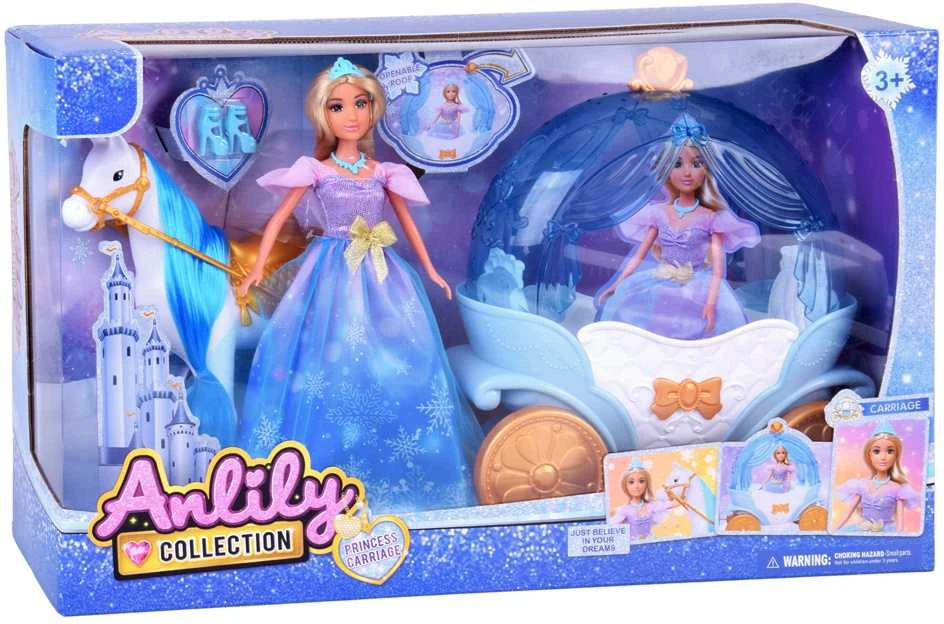 Jokomisiada Fairytale princess doll in a ball gown + royal carriage horse ZA5705