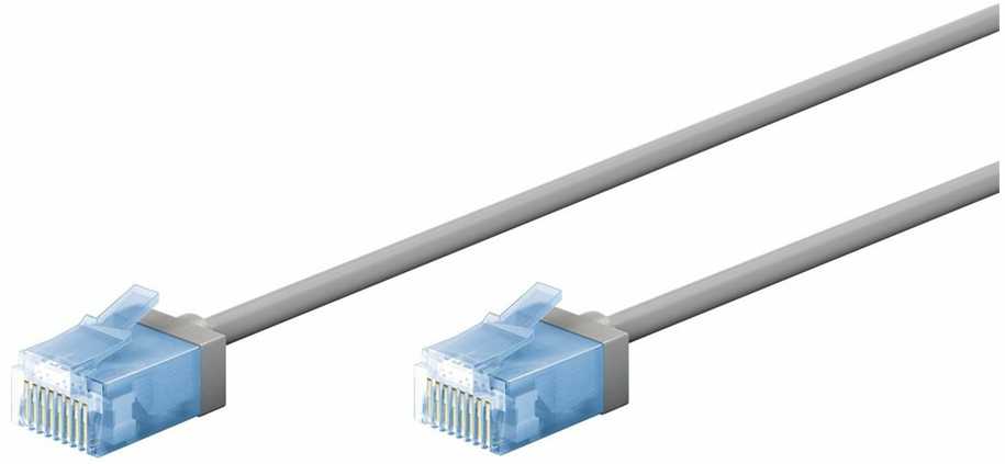 Goobay 74219 Ultra-Flexible CAT 6A Komutacinis kabelis, Slim, U/UTP, 0,15 m, Pilkas | Goobay