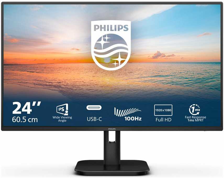 Monitorius Mmd Monitors Displays PHILIPS 24E1N1300A/00 23.8inch IPS 1920x1080 16:9 HDMI USB Juodas