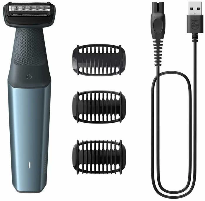 Plaukų skutimo mašinėlė visam kūnui Philips BG3027/05, belaidė, atspari vandeniui, Juodos ir mėlynos spalvos