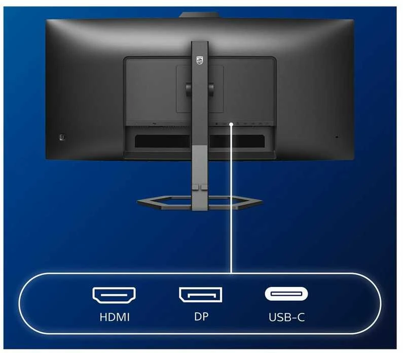 Monitorius Mmd monitoriai Ekranai PHILIPS 34E1C5600HE/00 34 colių 3440x1440 VA lenktas H/A 130 mm ULTRAWIDE USB-C ekranas