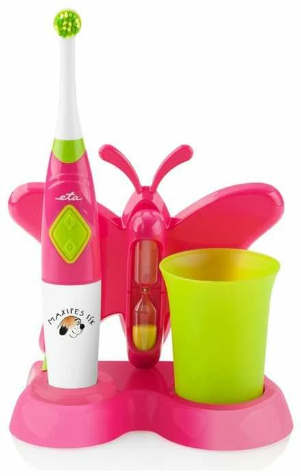 ETA | Dantų šepetėlis su water cup and holder | Sonetic ETA129490070 | Baterija operated | For kids | Šepetėlių skaičius galvutės įeina 2 | Number of teeth brushing modes 2 | Rožinė