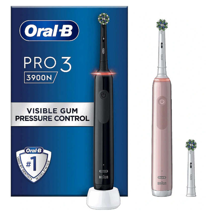 Elektrinis dantų šepetėlis Oral-B Pro 3 3900N, Juodas/Rožinis