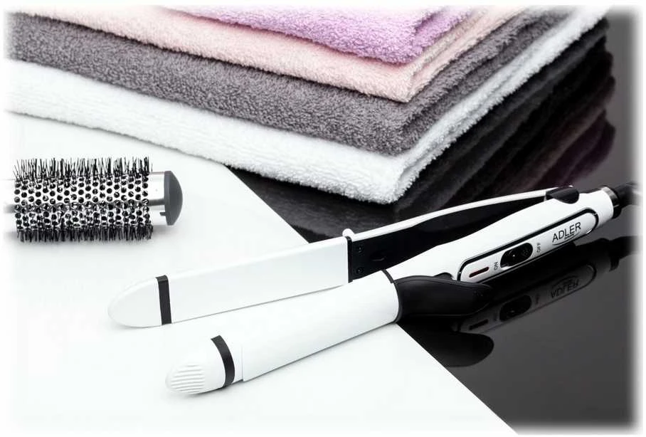 Adler | Hair straightener 2 in 1 | AD 2104 | Garantija 24 mėn. | Ceramic heating system | 50 W | Baltas