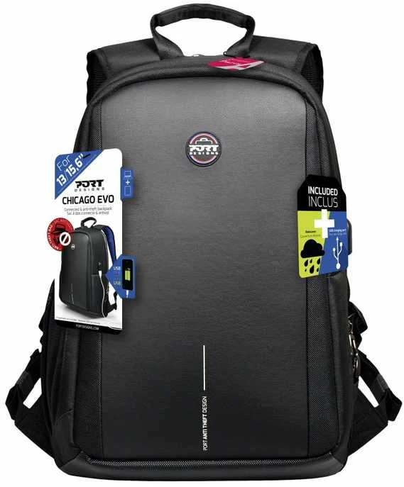 Kuprinė   PORT DESIGNS | ANTI-THEFT | Chicago EVO | Fits iki size 15.6 " | Backpack | Juoda | 13-15.6 " | Petnešėlė