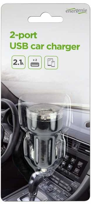 Gembird „EnerGenie“ | 2 prievadų USB automobilinis įkroviklis | EG-U2C2A-CAR-02