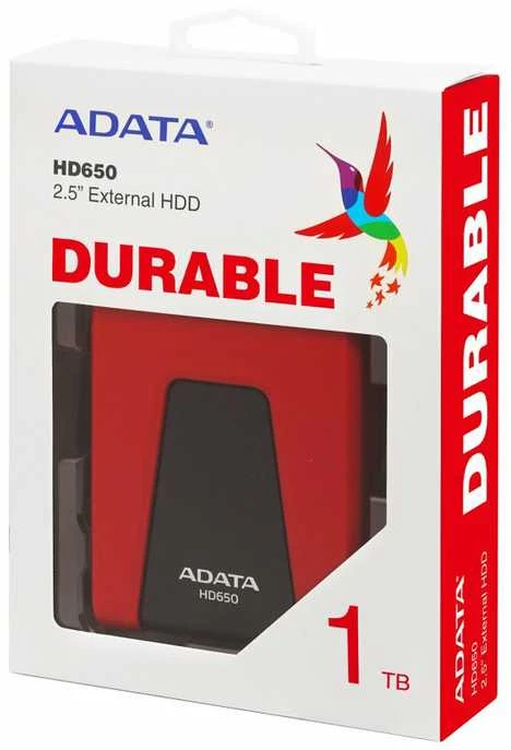 Kietasis išorinis diskas Adata HD650 1TB 2.5" USB3 Raudonas