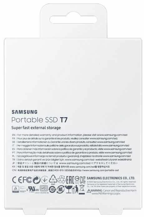 Išorinis kietasis diskas SSD SAMSUNG T7/2TB/USB 3.2/Rašymo greitis 1000 MB/sek/Skaitymo greitis 1050 MB/sek/MU-PC2T0T/WW