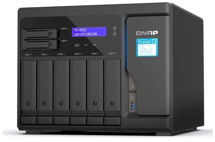 Serveris QNAP | 8 skyrių stalinis NAS | TS-855X-8G | Intel Atom | C5125 8 branduolių | Procesoriaus dažnis 2,8 GHz | 8 GB