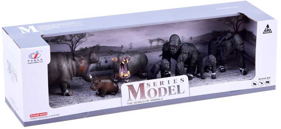Jokomisiada Gyvūnų rinkinys Safari Hippo Gorilla