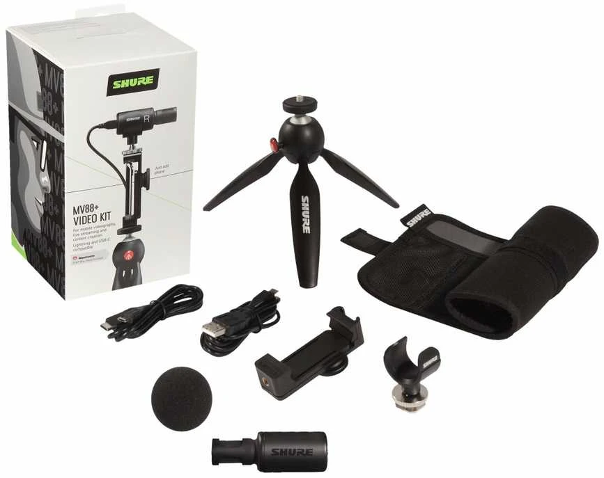 Shure Motiv MV88+DIG mikrofonas, juodas