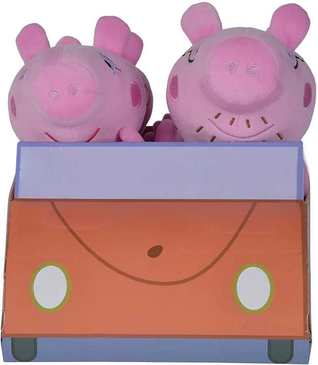 Simba Mascot rinkinys Peppa Pig George Mom Dad Pig automobilyje