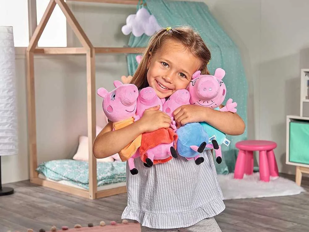Simba Mascot rinkinys Peppa Pig George Mom Dad Pig automobilyje