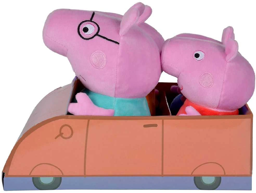 Simba Mascot rinkinys Peppa Pig George Mom Dad Pig automobilyje