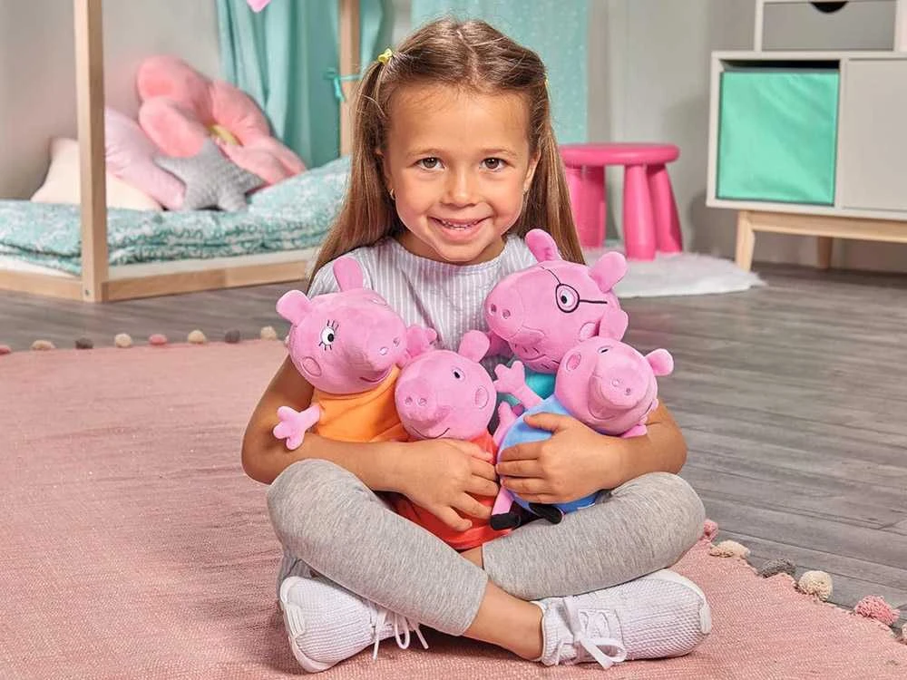 Simba Mascot rinkinys Peppa Pig George Mom Dad Pig automobilyje