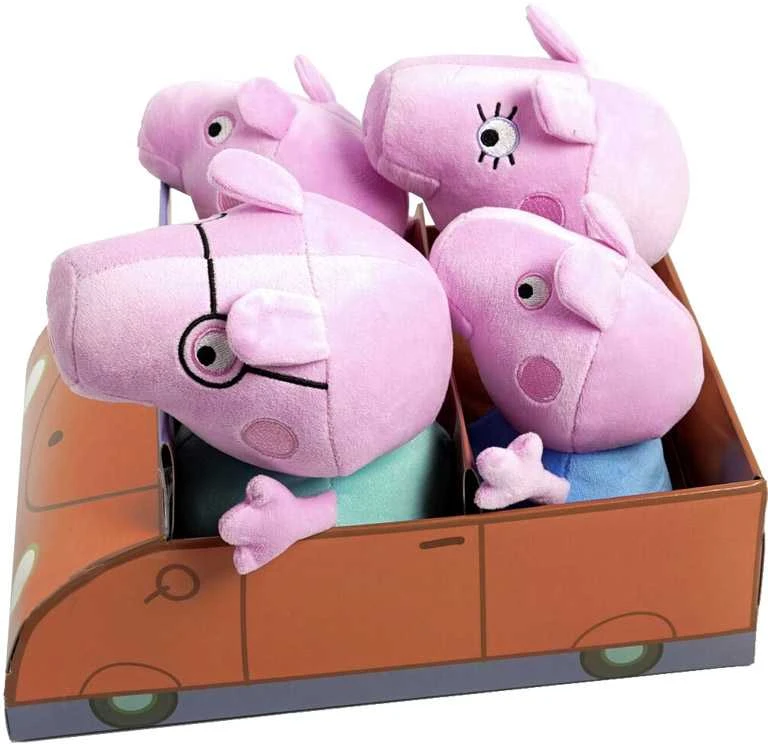Simba Mascot rinkinys Peppa Pig George Mom Dad Pig automobilyje