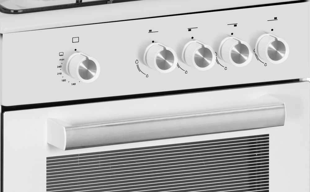 Viryklė Simfer | Cooker | 4401SGRBB | Hob type Gas | Oven type Gas | Baltas | Plotis 50 cm | Gylis 55 cm | 49 L