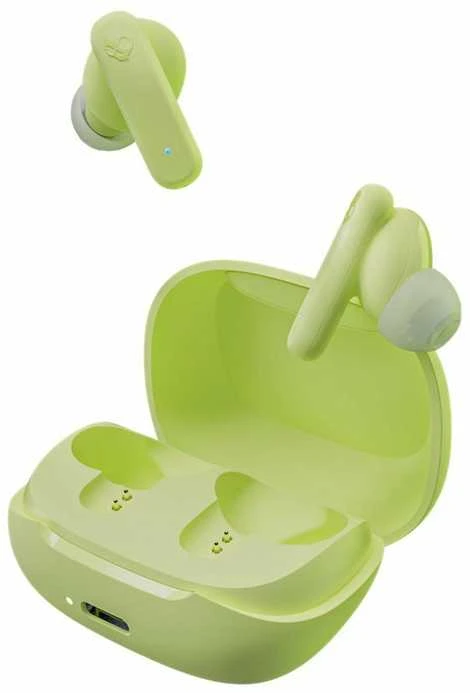 Skullcandy Smokin Buds lime žalsvos belaidės ausinės su dėklu