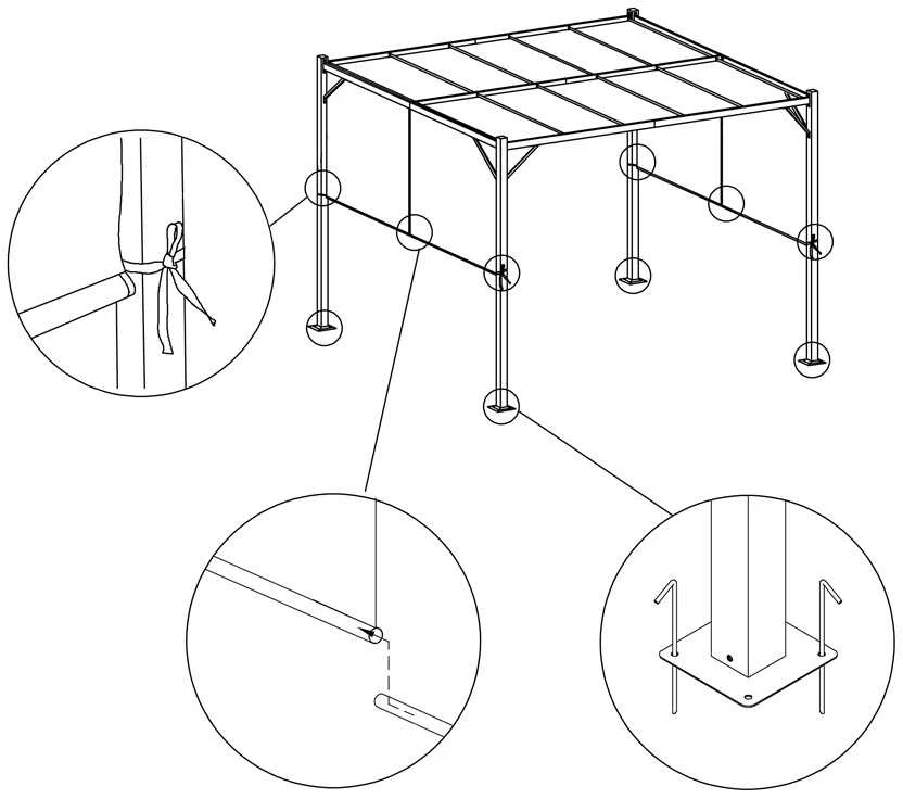 Jokomisiada Garden PERGOLA Para Sole ZONA 3x3x2m Atsparus vandeniui roofing ROLLERS SP0836