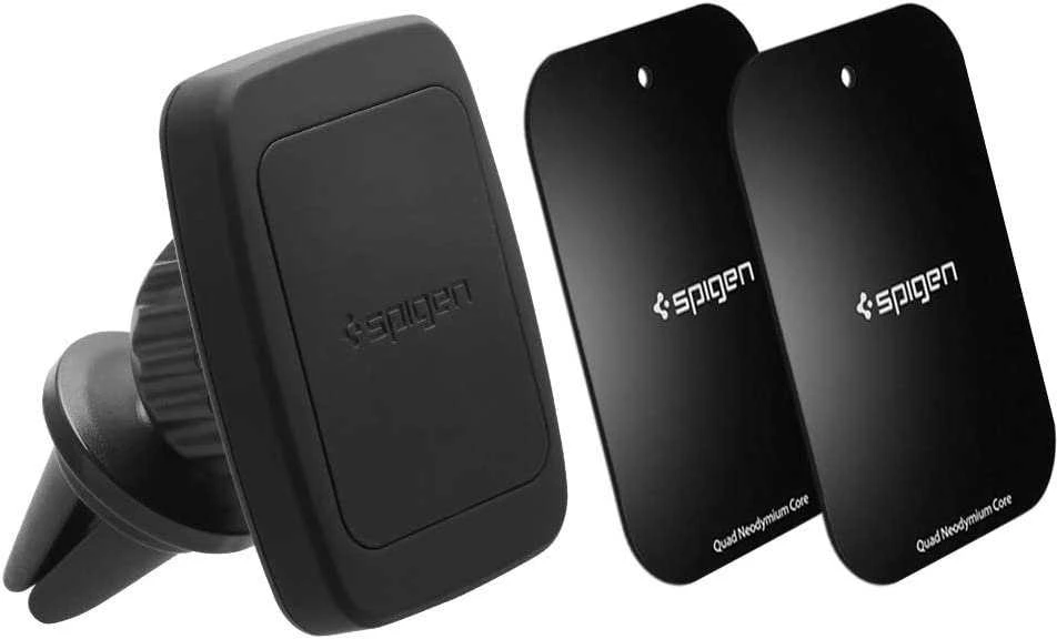 Spigen Tiekimas | Kuel H12 šešiašerdis magnetinis automobilio laikiklis | Juodas | Stiprus 6 dalių magnetas užtikrina stabilumą be likučių; Oro ventiliacijos guminis pagrindas suteikia visą priekinio stiklo vaizdą; 360° sukimosi funkcija patogiam žiūrėjimui; Lygus paviršius suteikia modernistinį dizainą; Suderinamas su bet kuriuo išmaniuoju telefonu.