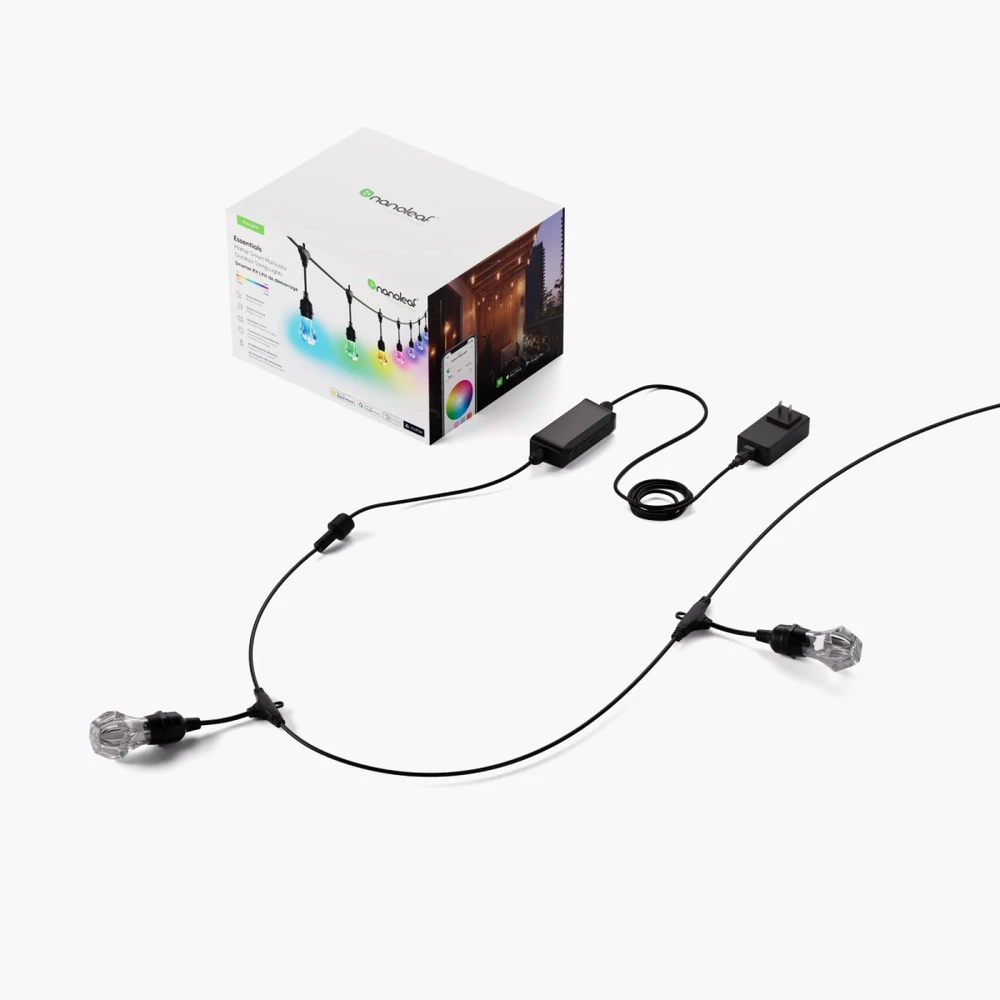„Nanoleaf Essentials Matter“ išmaniųjų daugiaspalvių lauko lempučių girliandų pradinis rinkinys, 15 m | 16 mėn.+
