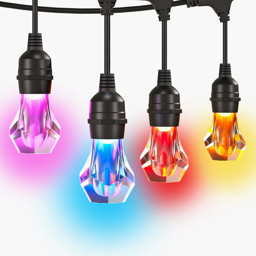 „Nanoleaf Essentials Matter“ išmaniųjų daugiaspalvių lauko lempučių girliandų pradinis rinkinys, 30 m | 16 mėn.+