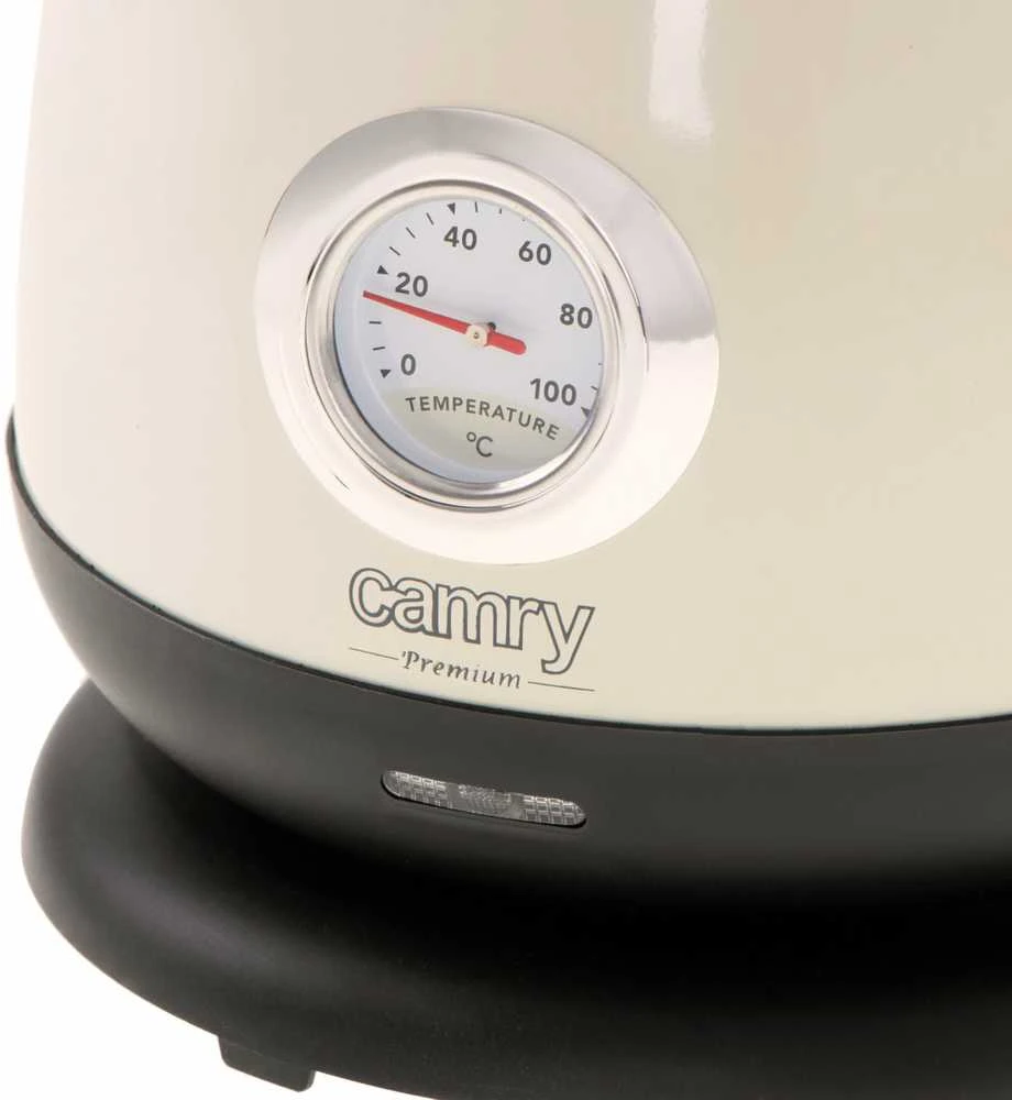 Camry | Virdulys with a thermometer | CR 1344 | Electric | 2200 W | 1.7 L | Nerūdijantis plienas | 360° rotational base | Kreminis