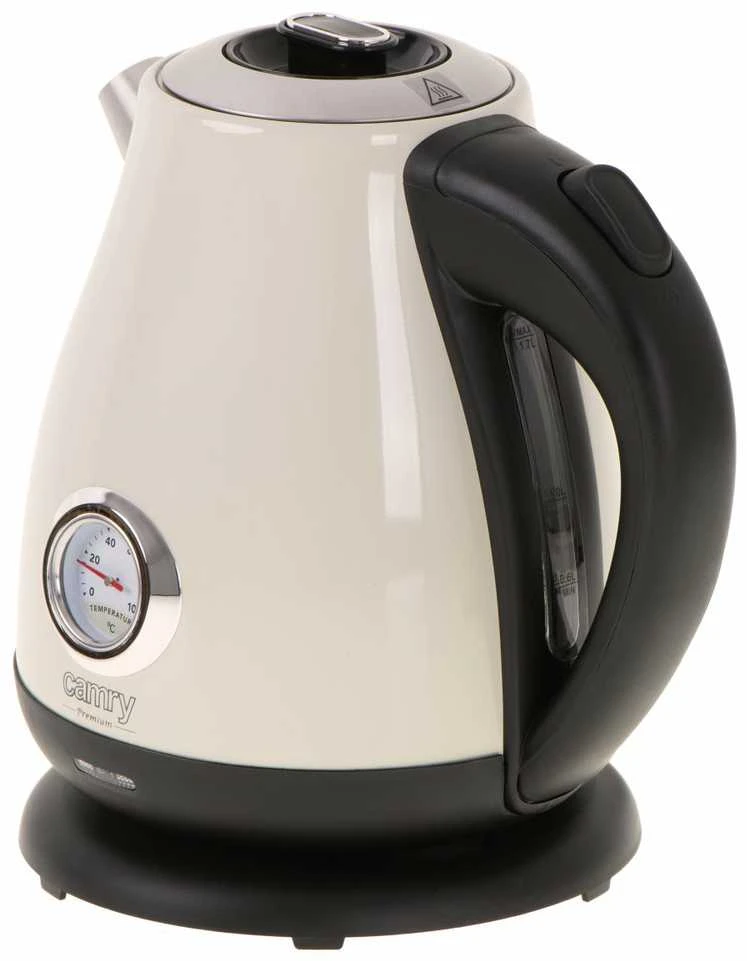 Camry | Virdulys with a thermometer | CR 1344 | Electric | 2200 W | 1.7 L | Nerūdijantis plienas | 360° rotational base | Kreminis
