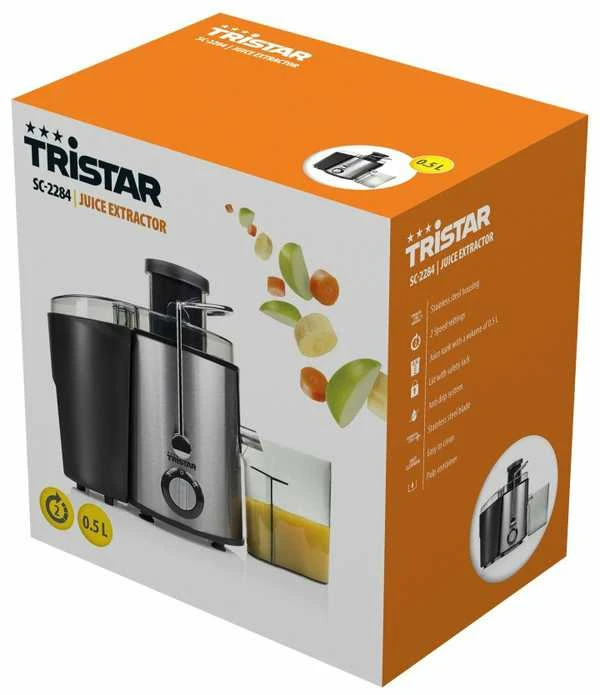 Sulčiaspaudė Juicer | Tristar | SC-2284 | Type Centrifugal juicer | Juodas/Nerūdijantis plienas | 400 W | Greičių skaičius 2