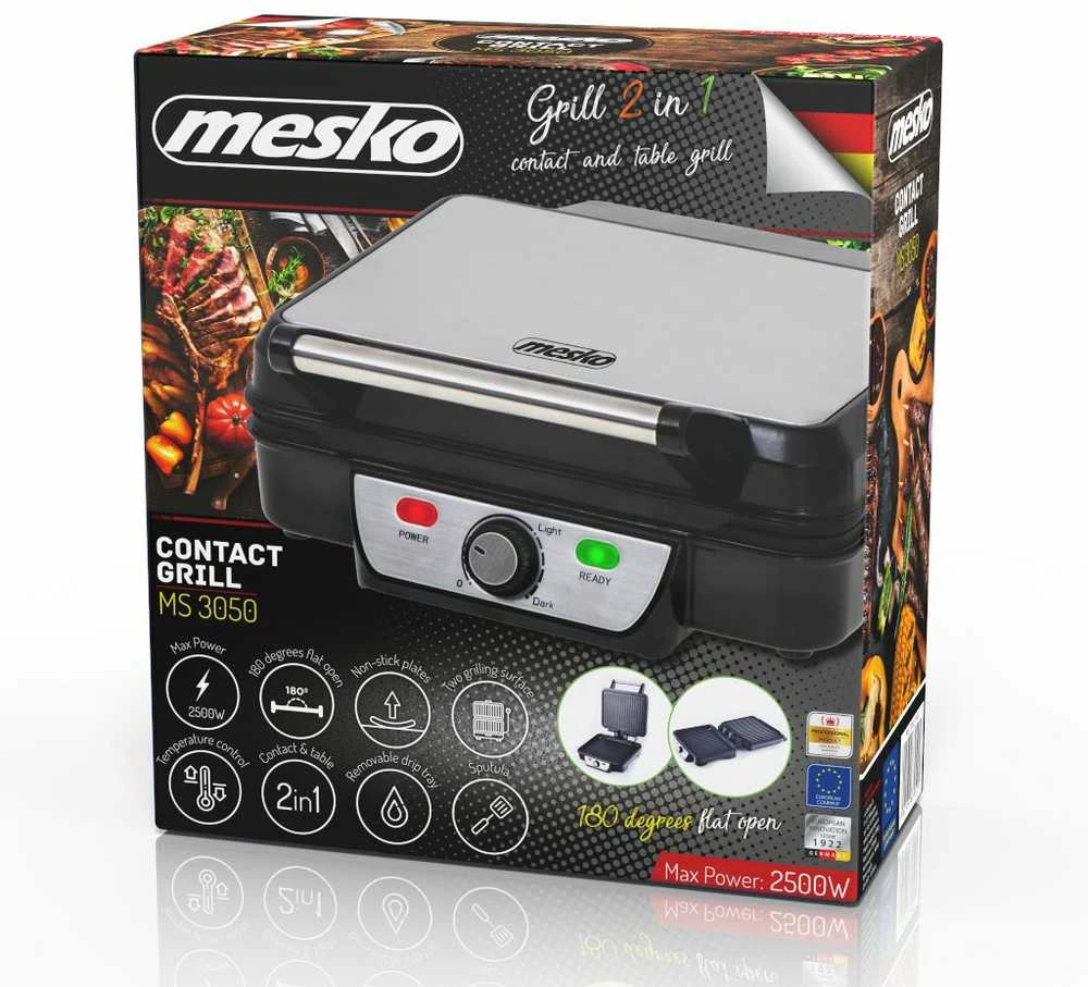 Mesko | Grilis | MS 3050 | Contact grill | 1800 W | Juodas/Nerūdijantis plienas