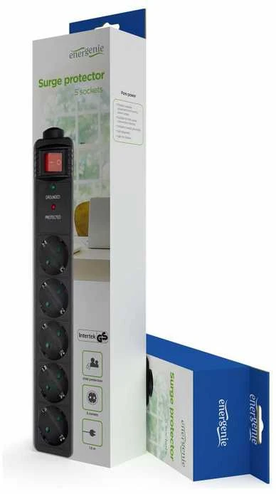 EnerGenie | Įtampos apsaugos filtras SPG5-C-5/ 1,5 m/ 5 lizdai/ Juoda