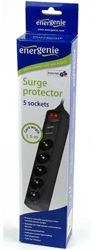 EnerGenie | Įtampos apsaugos filtras SPG5-C-5/ 1,5 m/ 5 lizdai/ Juoda