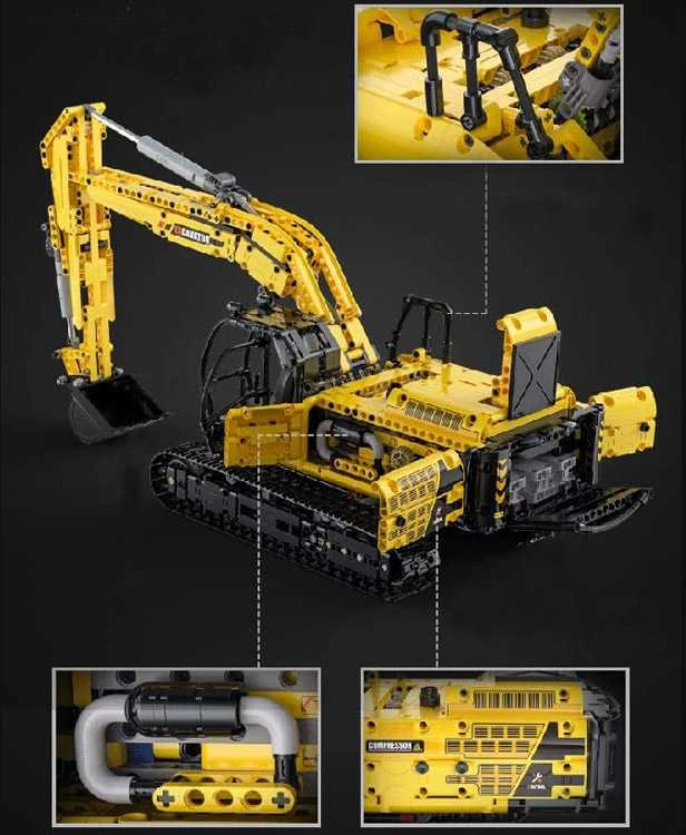 Techninių statybinių blokų rinkinys 1702 vnt. Ekskavatorius 1:20 kilnojamos dalys ZA5253