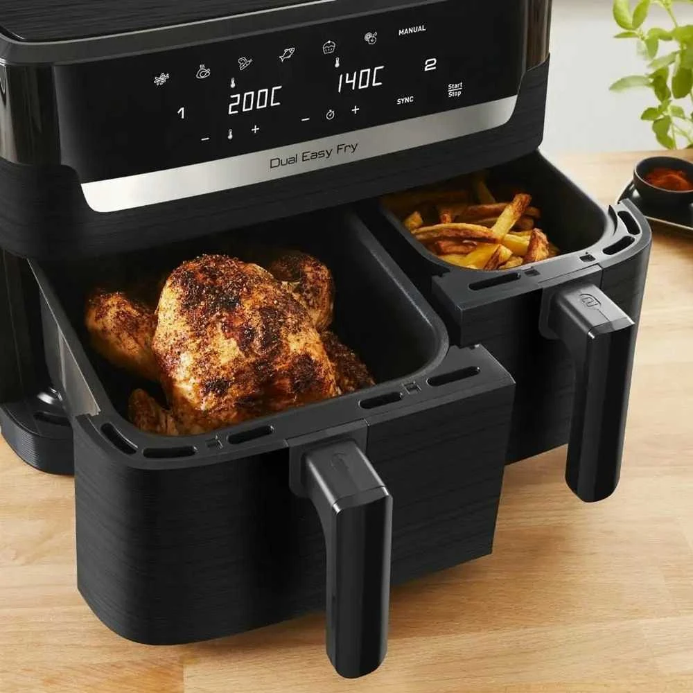 Gruzdintuvė TEFAL Dual Easy Fry Essential Airfryer | EY901N | Galia 2700 W | Talpa 8,3 L | Juodas