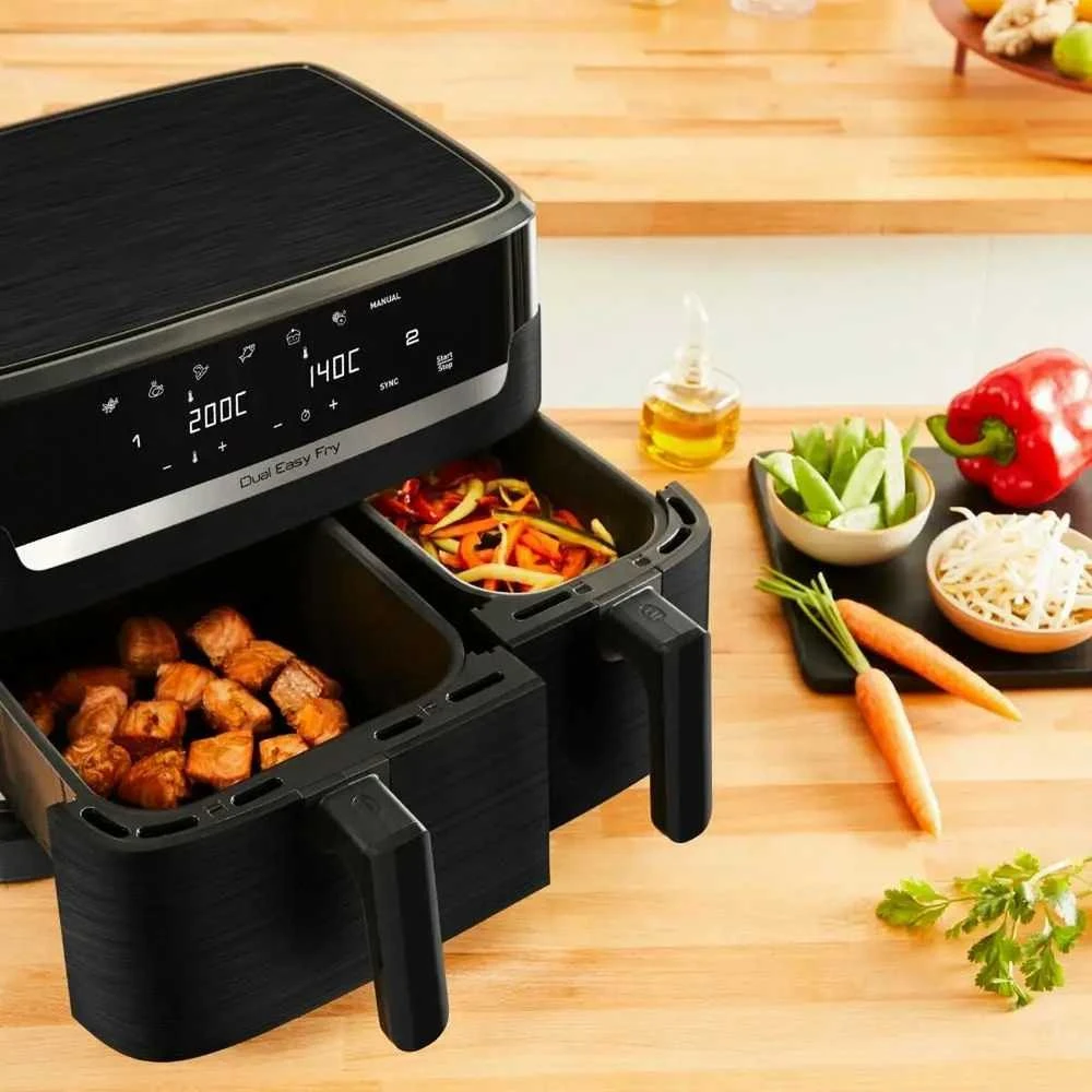 Gruzdintuvė TEFAL Dual Easy Fry Essential Airfryer | EY901N | Galia 2700 W | Talpa 8,3 L | Juodas