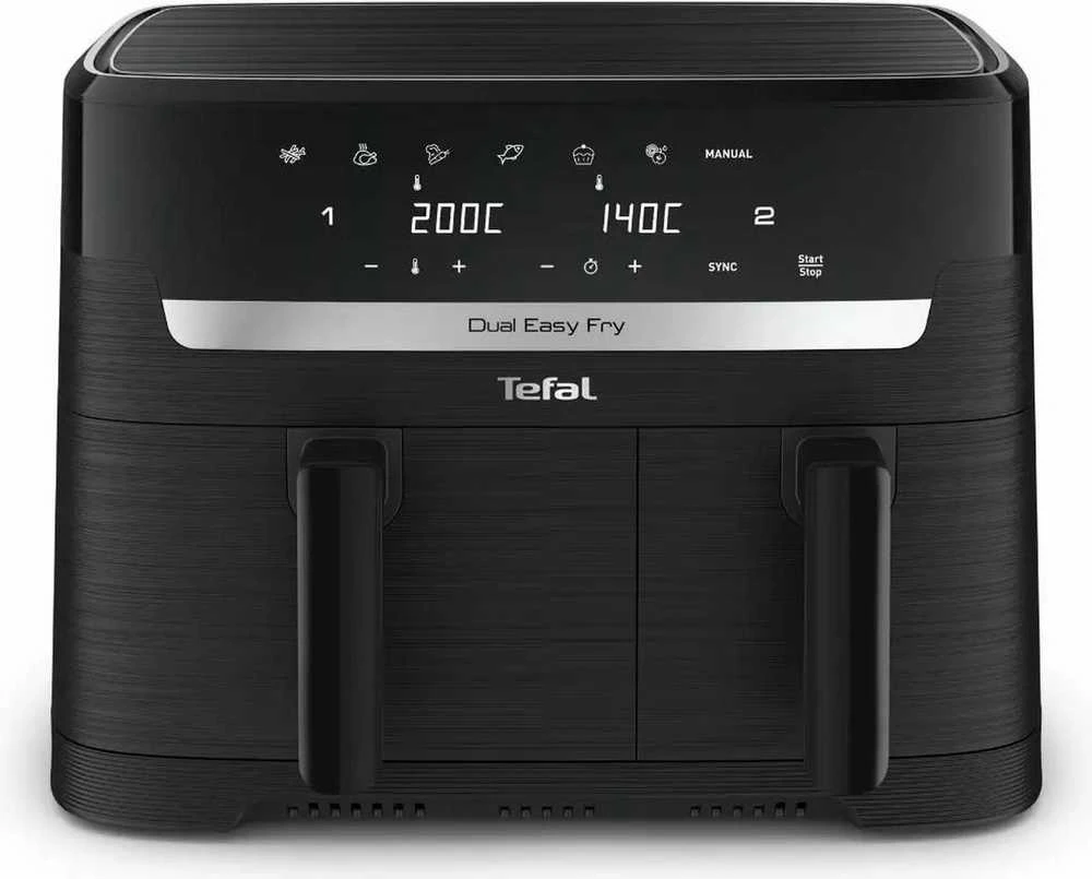 Gruzdintuvė TEFAL Dual Easy Fry Essential Airfryer | EY901N | Galia 2700 W | Talpa 8,3 L | Juodas